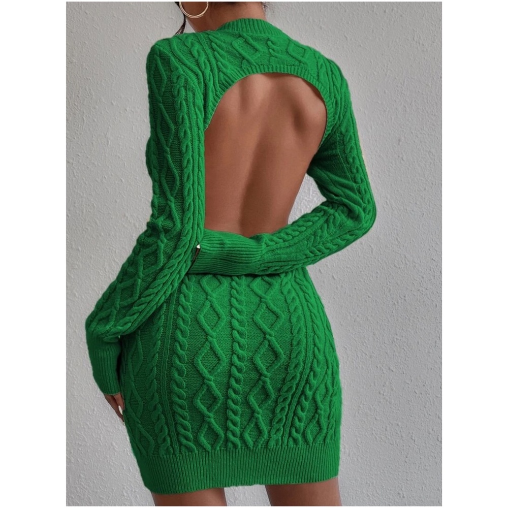Luxe Chunky Knit Open Back Sweater Dress - Picture 8 of 15